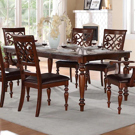 Traditional Formal Dining Table with Turned Legs and Solid Wood Tabletop